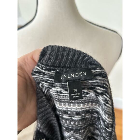 NWOT Talbots Wool Blend Grey Fair Isle Button Up Cardigan - Picture 4 of 6